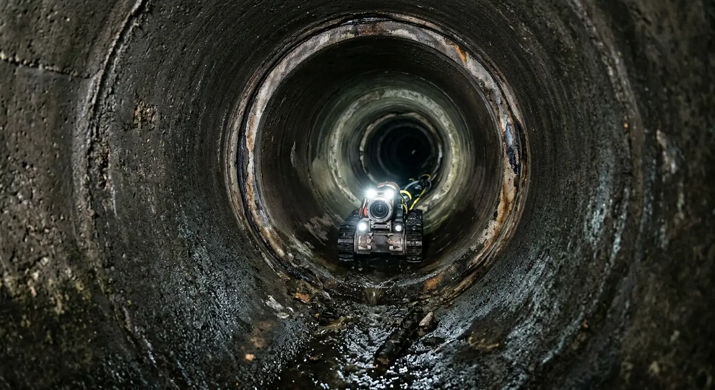 Robotic sewer camera inspecting pipe interior for Sewer Line Repair in Blooming Grove